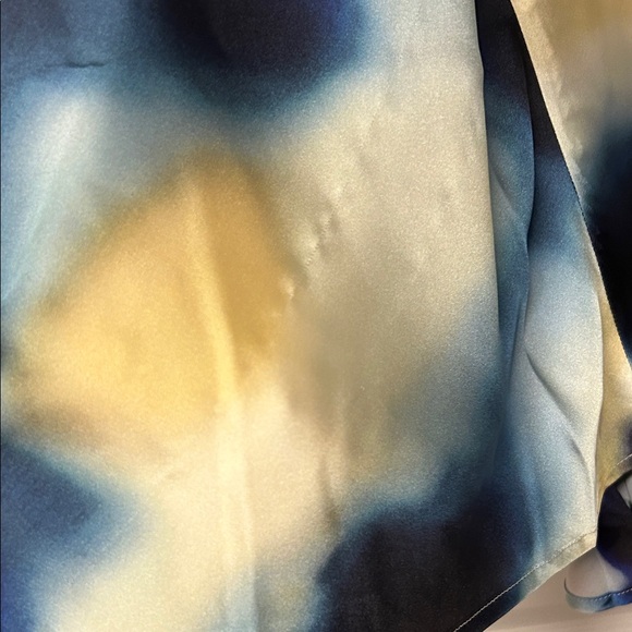 Gradient Satin V-Neck Dress - Blue/White - Picture 7 of 8